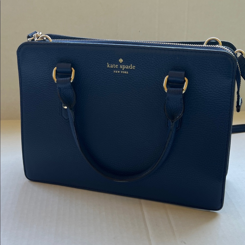 kate spade Navy Satchel with Gold Accents